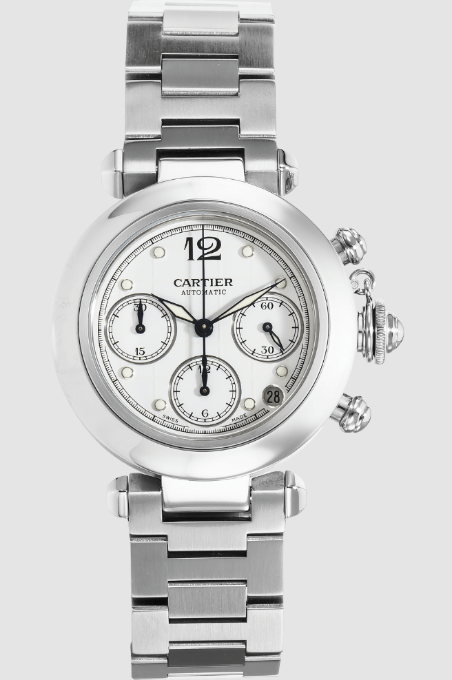 Cartier Pasha Midsize Chronograph White Dial Dial on Stainless Steel Bracelet Ref. 2412 / W31039M7
