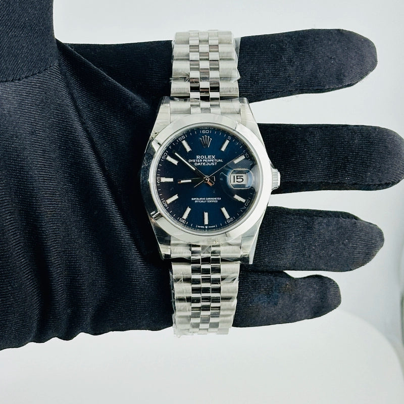 Rolex Datejust Blue Index Dial on Jubilee Ref 126300 with New Style Card White 2019