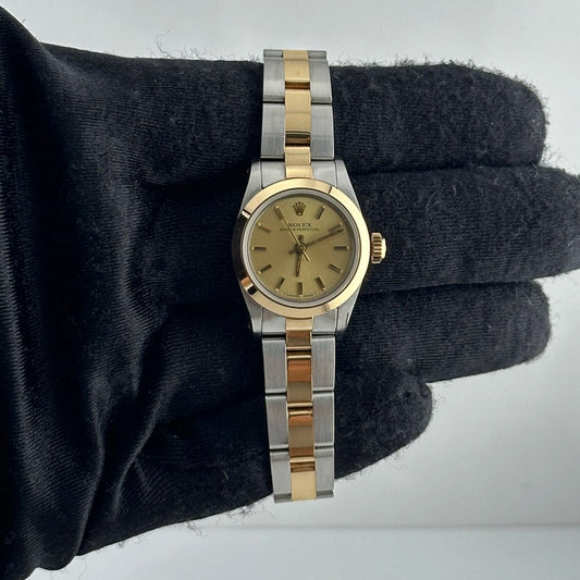 Rolex Oyster Perpetual Champagne Stick Dial on Oyster Ref 67183 with Papers 1985