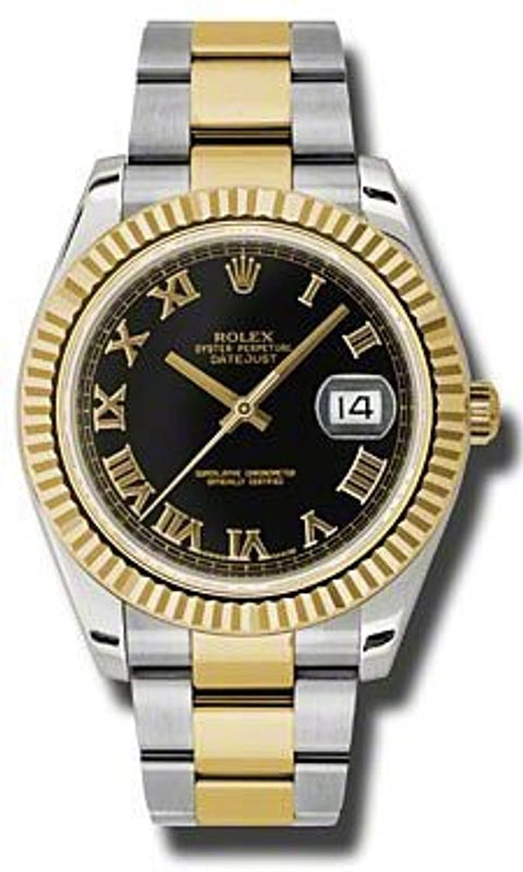 Rolex Datejust II Black Roman Dial on Oyster Ref 116333 with Card Old Green 2012