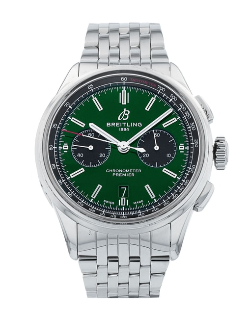 Breitling Premier B01 Green Dial on Bracelet Ref. AB0118 Card 2019