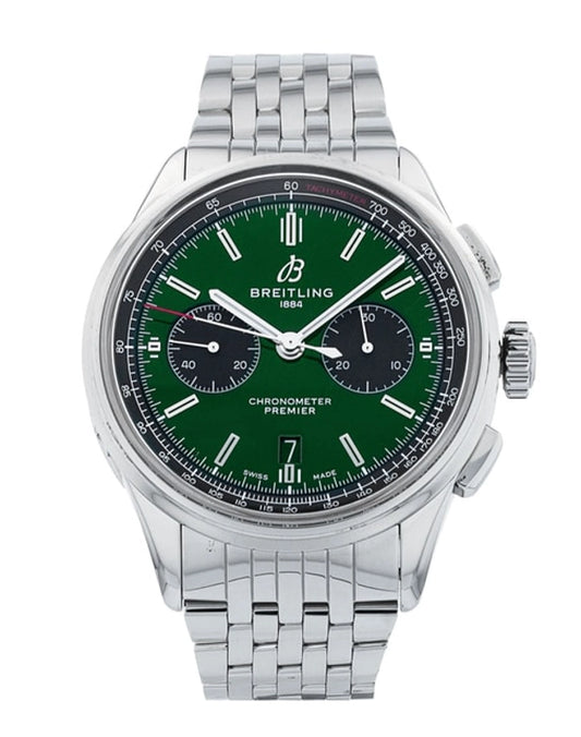 Breitling Premier B01 Green Dial on Bracelet Ref AB0118 with Card 2019