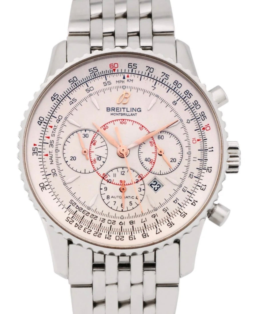 Breitling Navitimer Montbrillant White Dial on Stainless Steel Bracelet Ref. A41370