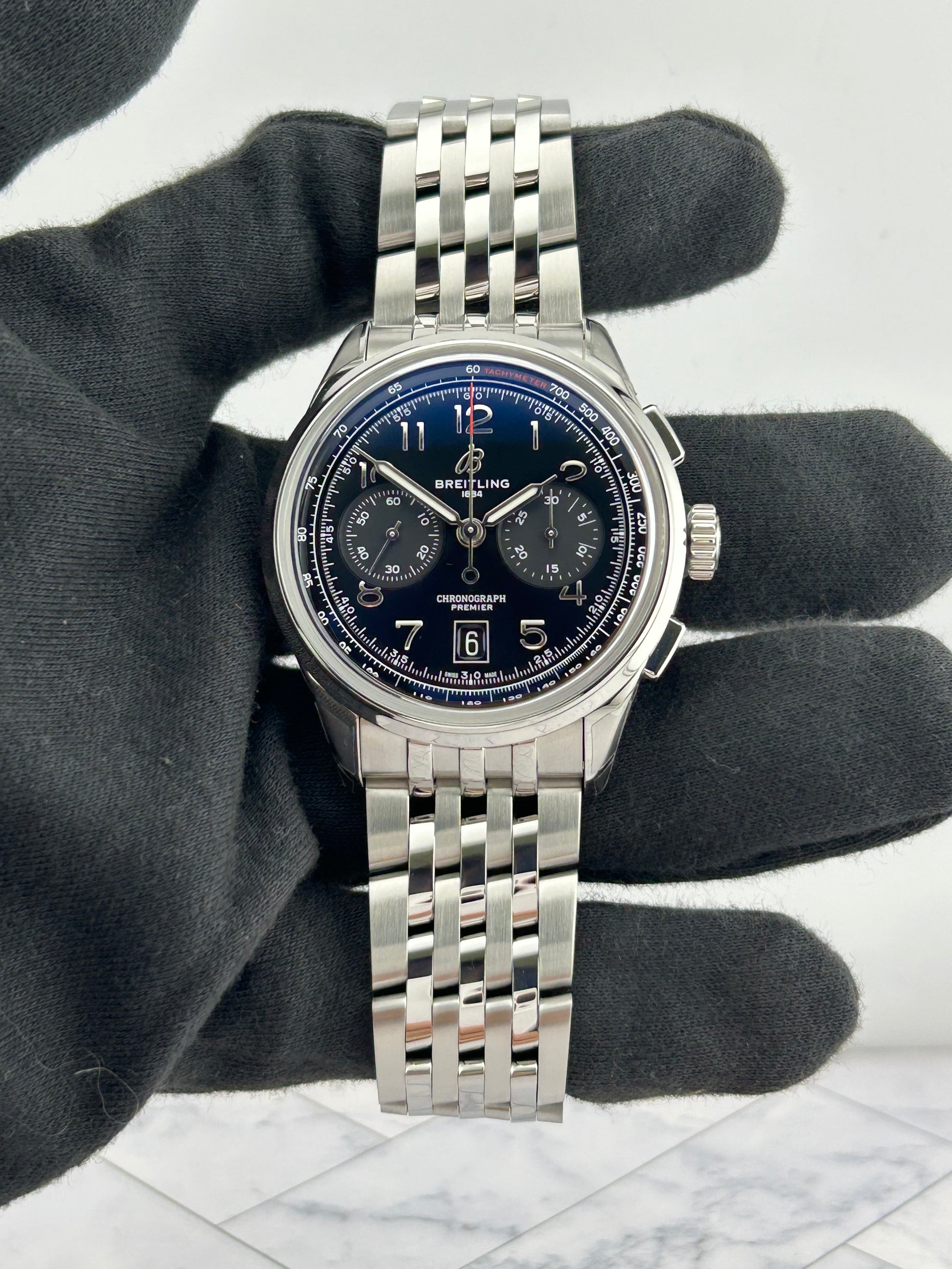 Breitling Premier B01 Chronograph Black Dial on Bracelet Ref. AB0145221B1A1 Card — view 2