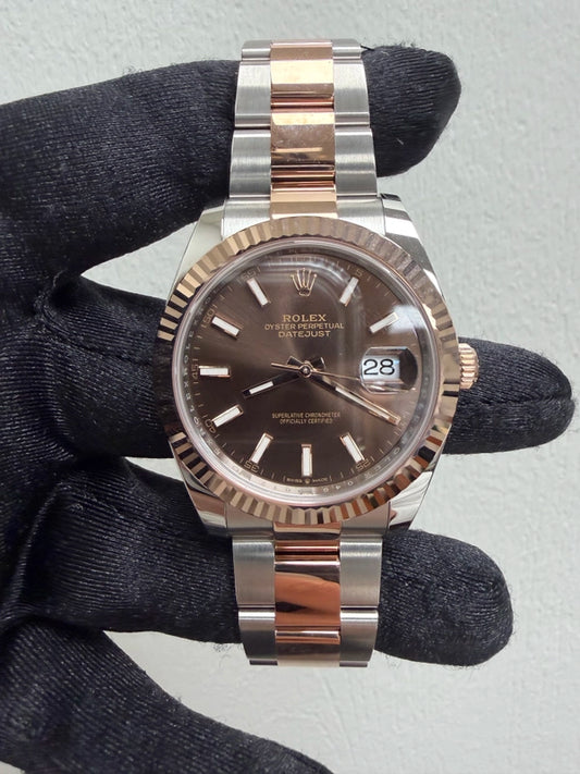 Rolex Datejust 41 Chocolate Index Dial on Oyster Ref 126331 with New Style Card Green 2025