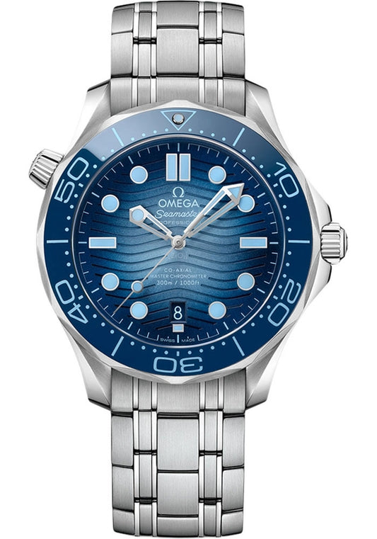 Omega Seamaster Diver 300M Co-Axial Master Chronometer Blue Dial on Bracelet Ref 210.30.42.20.03.003 with Card
