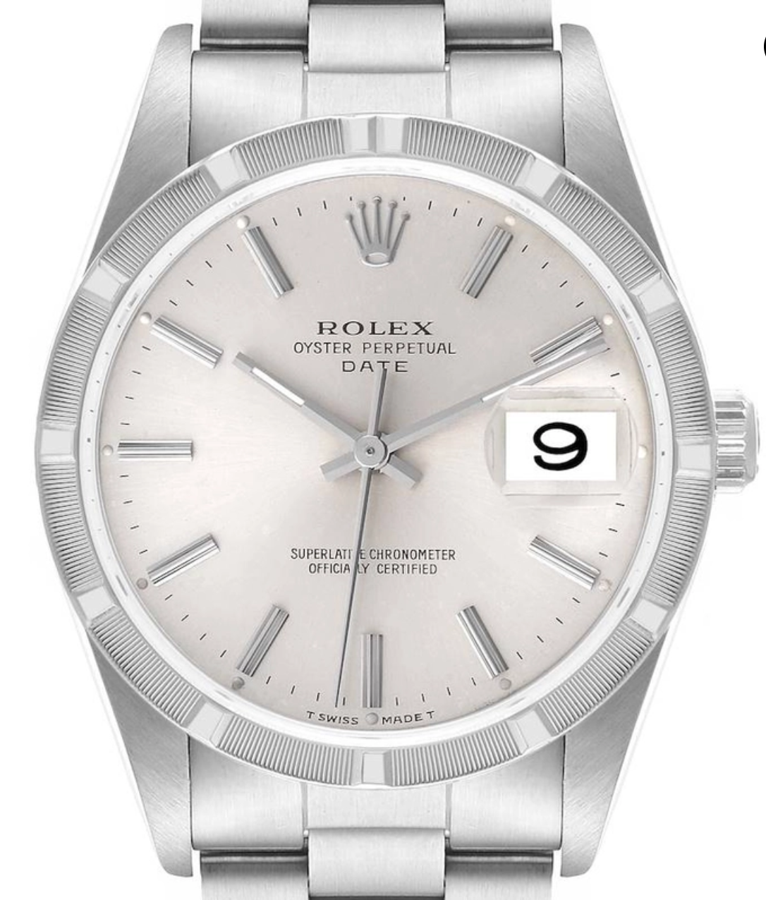 Rolex Oyster Perpetual Date Silver Stick Dial on Oyster Bracelet Ref. 15210 1991