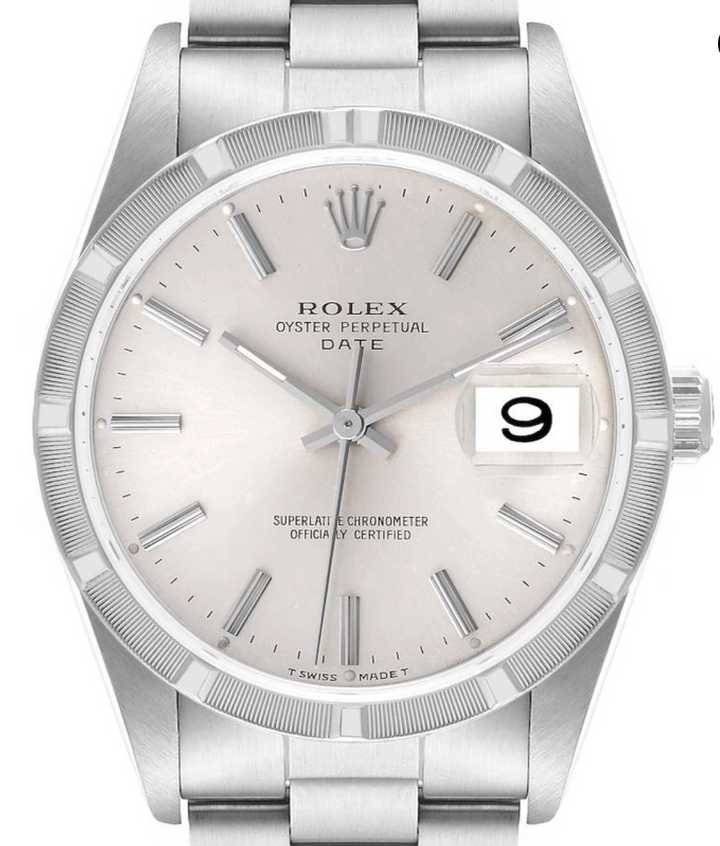 Rolex Oyster Perpetual Date Silver Stick Dial on Oyster Bracelet Ref. 15210 1991