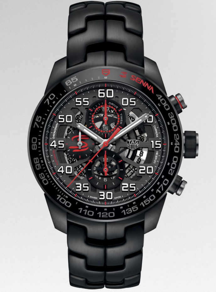 Tag Heuer Carrera Senna Black Arabic Numerals Dial on Black Steel Bracelet Ref. CAR2A1L.BA0688 Card 2018