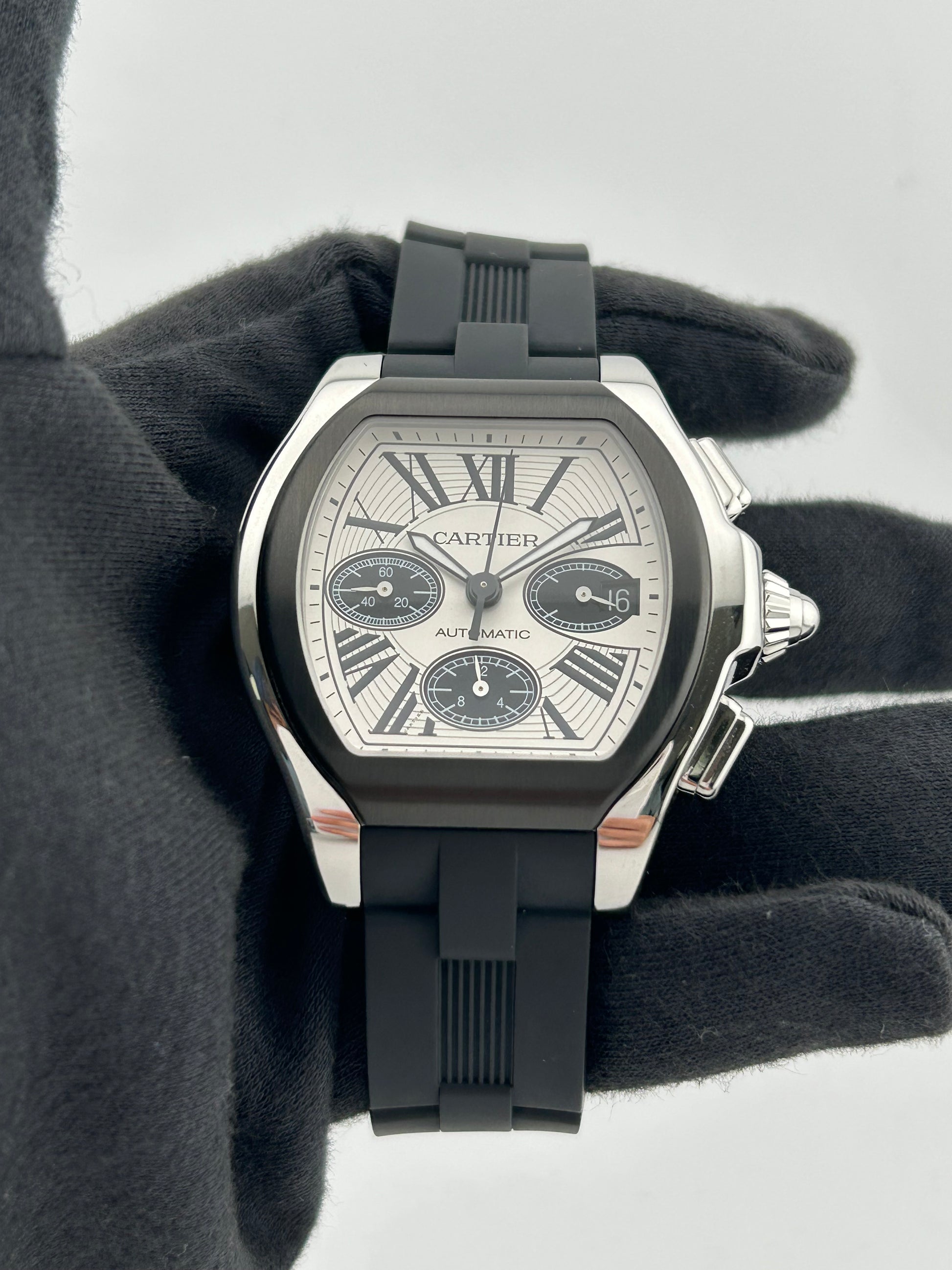Cartier Roadster White Roman Dial on Black Rubber Band Ref. RW6206020 — view 2
