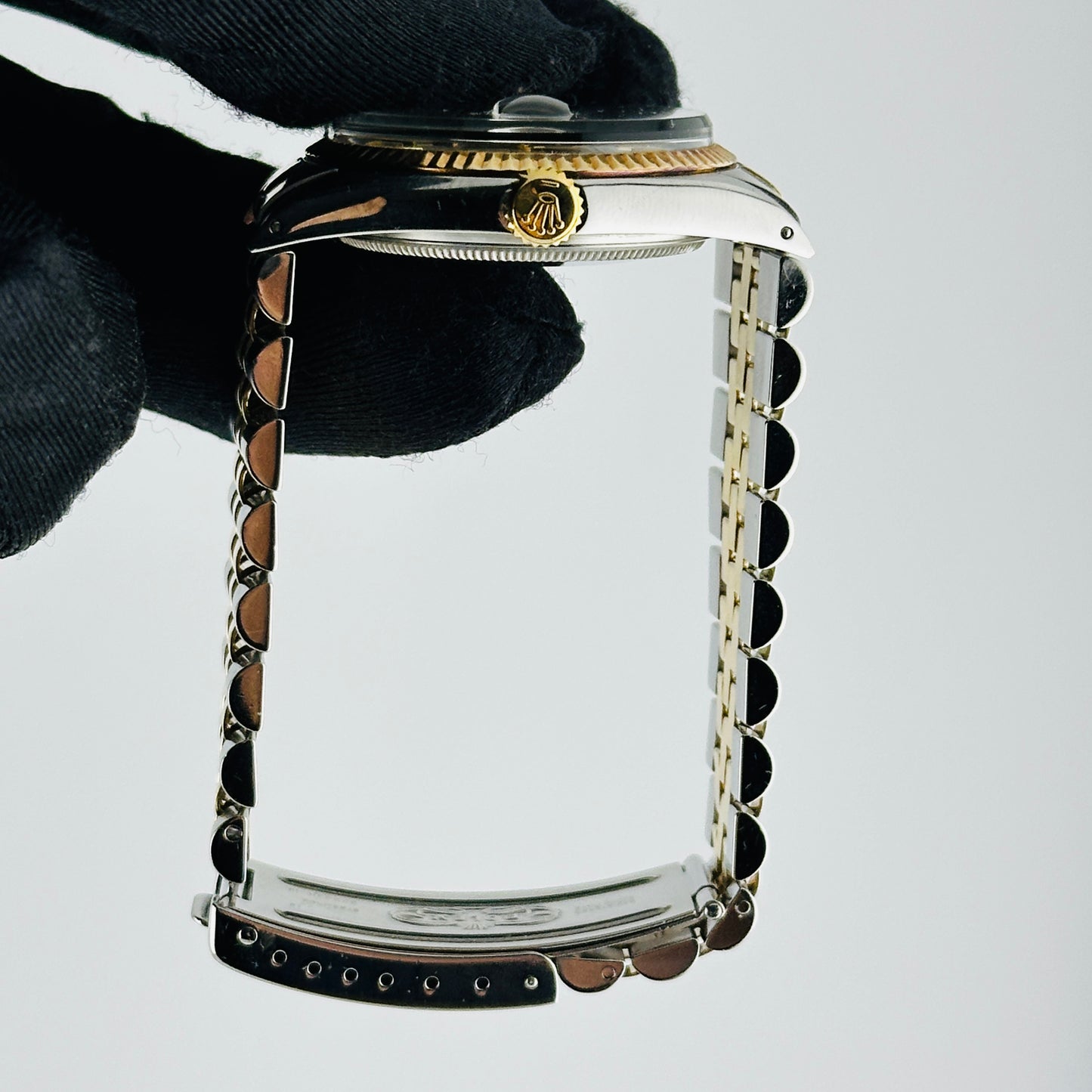 Rolex Datejust Silver / Gold Stick Dial on D Link Jubilee Bracelet Ref. 1601/3 Service Papers 1969 — view 5