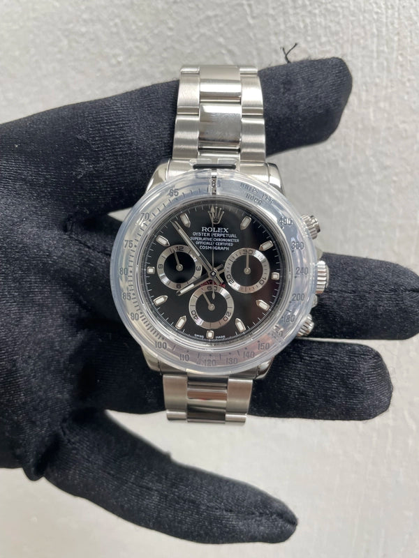 Rolex Daytona Black Dial on Oyster Ref 116520 with New Style Card White 2016