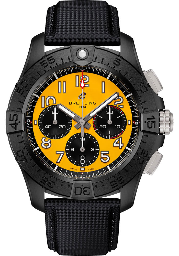 Breitling Avenger B01 Chronograph Yellow / Arabic Numerals Dial on Leather Strap Ref. SB0147101I1X2 Card 2026
