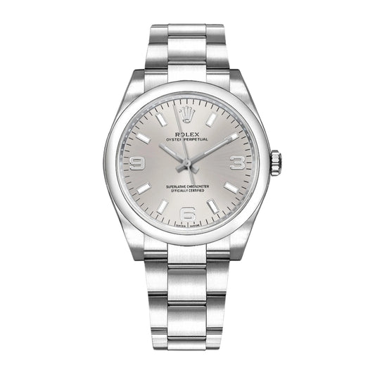 Rolex Oyster Perpetual Silver Stick 369 Dial on Oyster Ref. 114200 Card 2010
