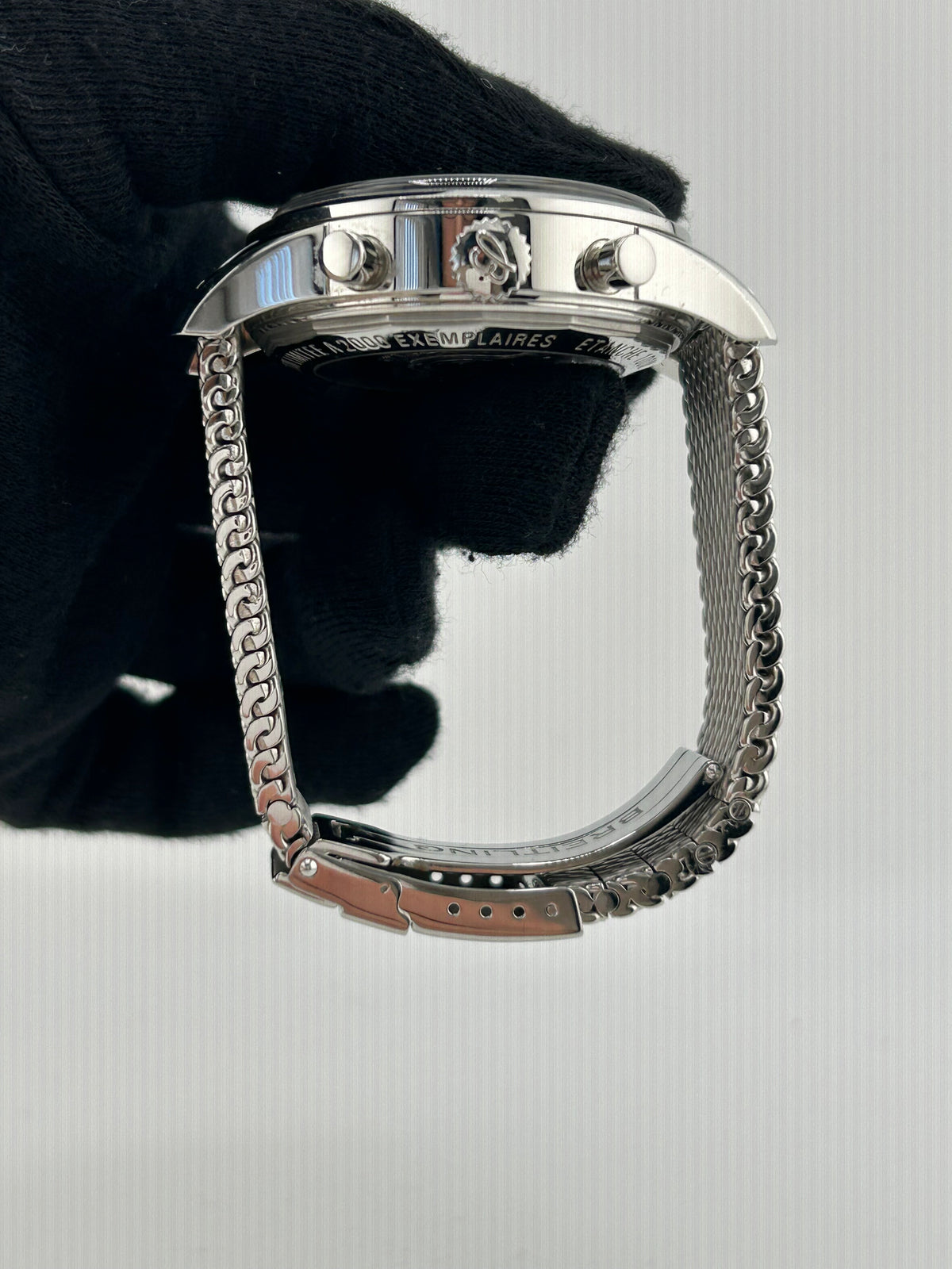 Breitling Transocean Black Dial on Stainless Steel Bracelet Ref. AB0451 — view 6
