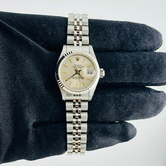 Rolex Datejust Lady Silver Stick Dial on Jubilee Ref 69174 with Papers 1988