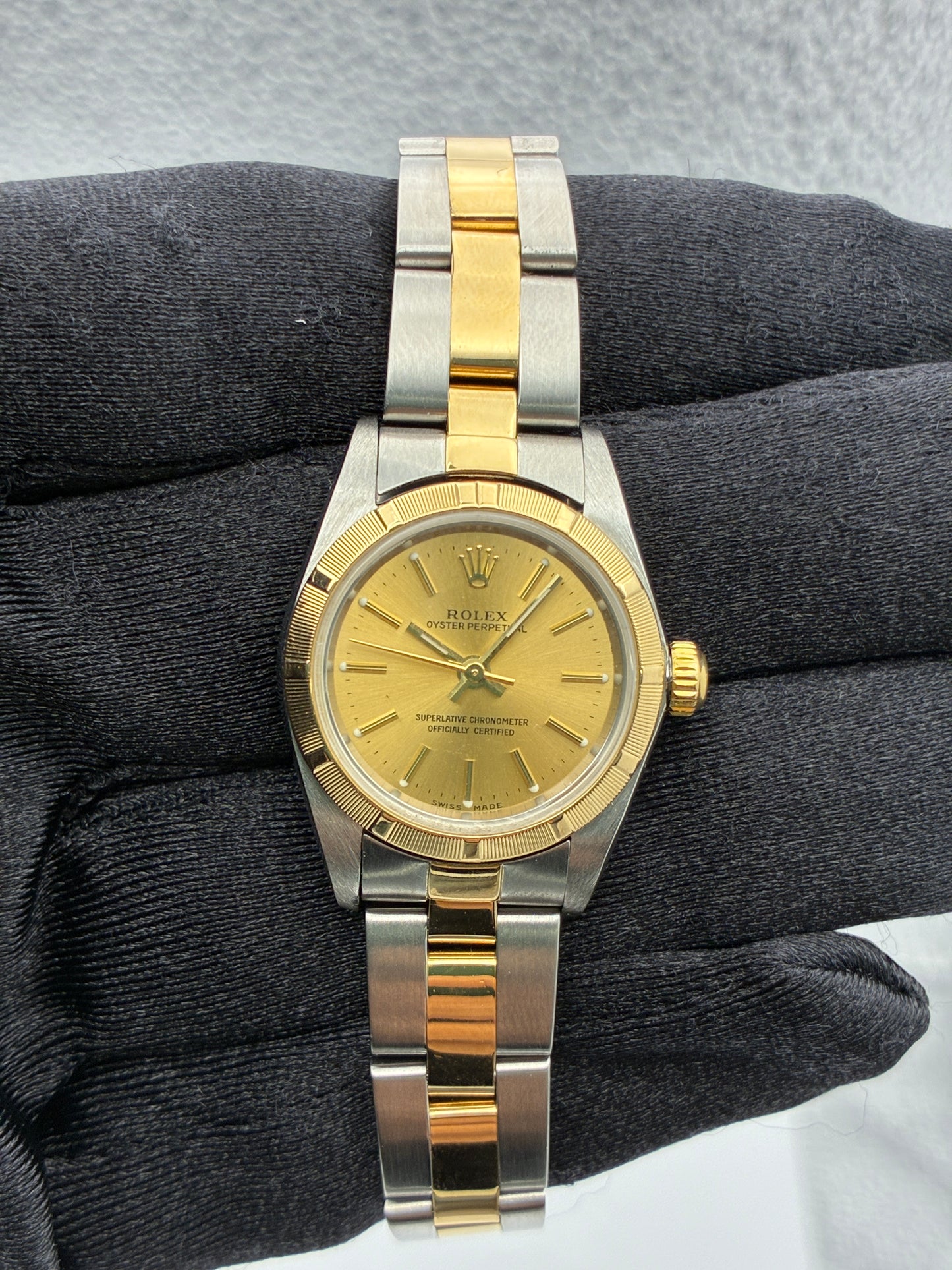Rolex Oyster Perpetual Champagne Stick Dial on Oyster Bracelet Ref. 76233 2000
