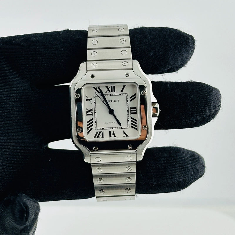 Cartier Santos de Cartier Medium Silver Dial on Bracelet Ref WSSA0029/4075 with Card 2023