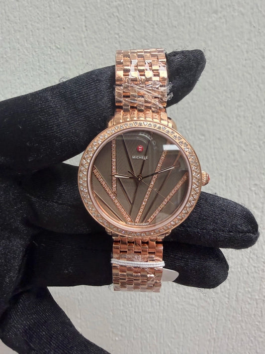 Michele Brown Dial Set With Diamonds Dial Ref MWW21B000113 with Card
