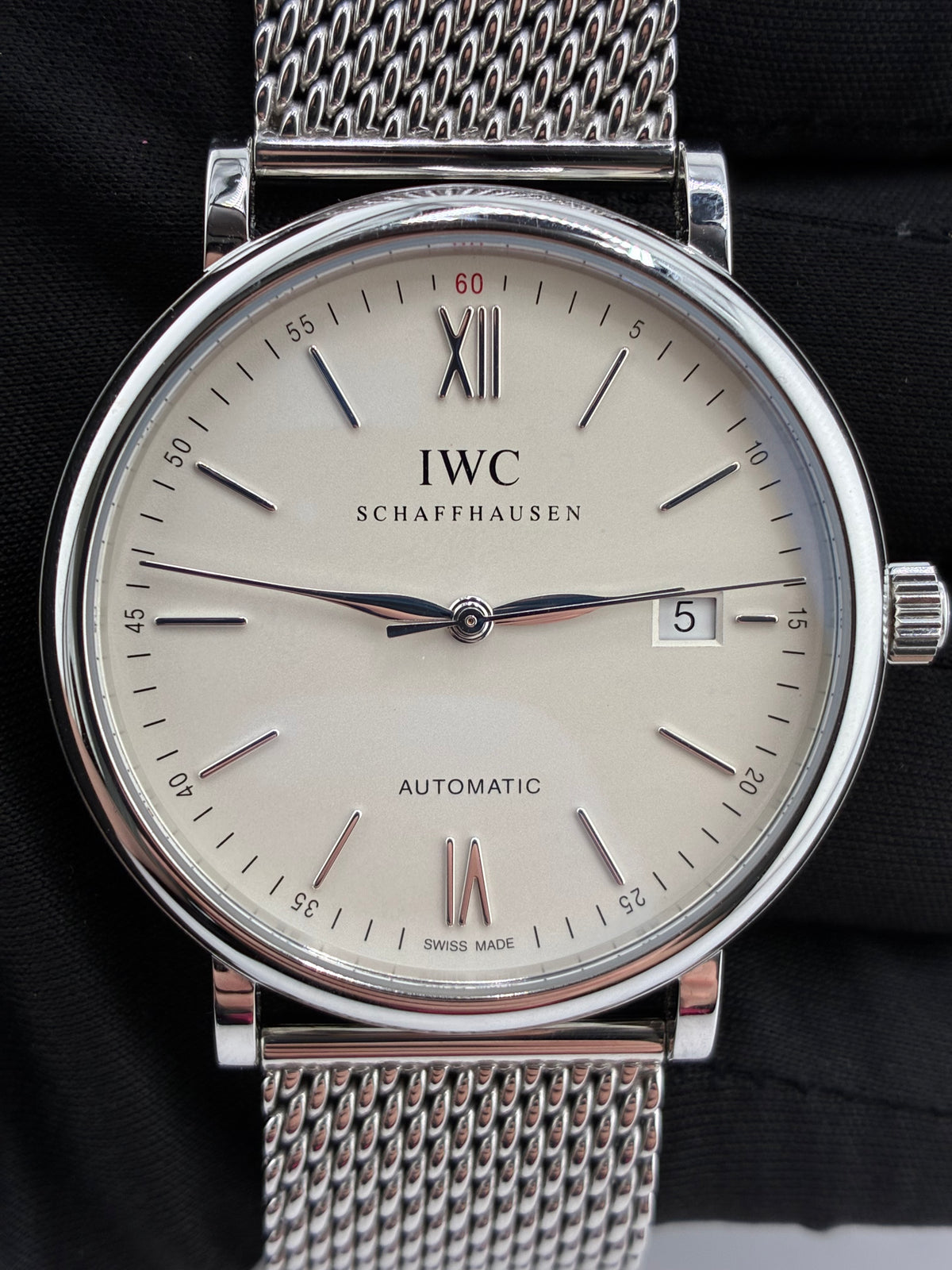 Iwc Portofino Silver Dial on Stainless Steel Mesh Band Ref. IW356505 — view 2