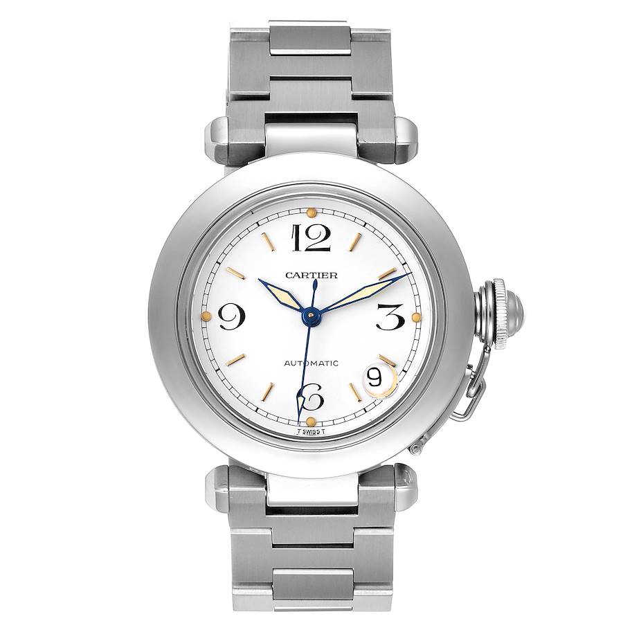 Cartier Pasha C White Arabic W Gold Markers Dial on Stainless Steel Bracelet Ref. 2324