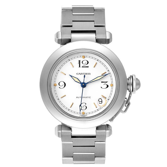 Cartier Pasha C White Arabic W Gold Markers Dial on Stainless Steel Bracelet Ref. 2324