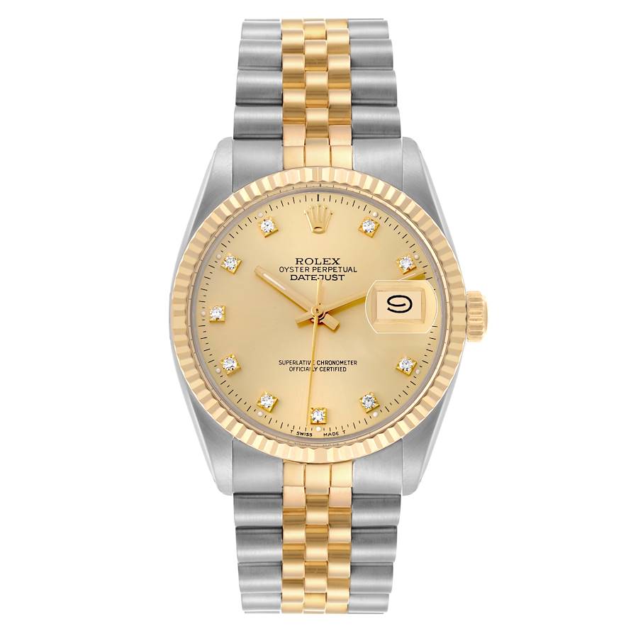 Rolex Datejust Champagne Diamond Factory Dial on D Link Jubilee Bracelet Ref. 16013G 1988