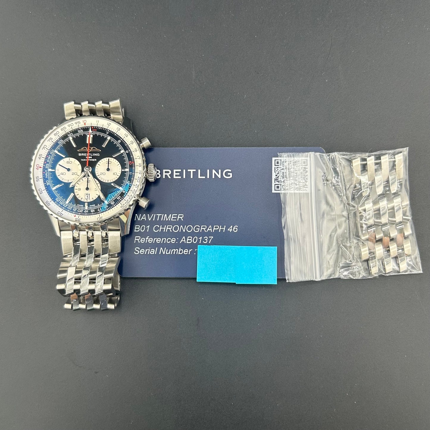 Breitling Navitimer B01 Chronograph Black Dial on Stainless Steel Bracelet Ref. AB0137211B1A1 Card 2025 — view 8