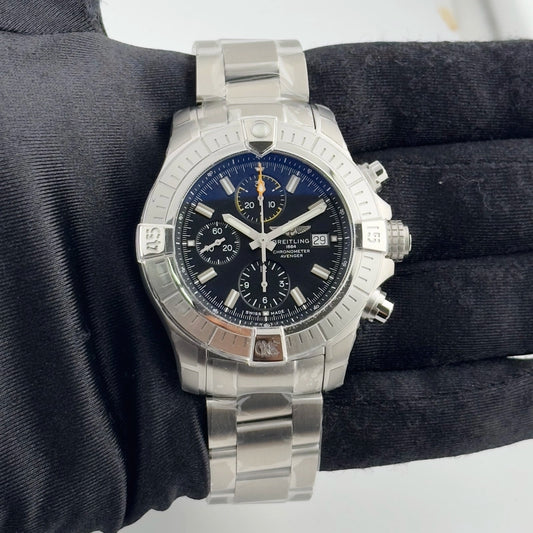 Breitling Avenger Chronograph Black Dial on Brushed Ref A13317 with Card 2024