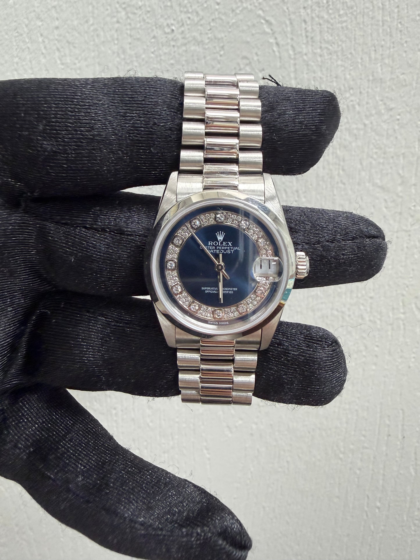 Rolex Datejust Blue Myriad Diamond Dial on President Ref. 68246MG 1998