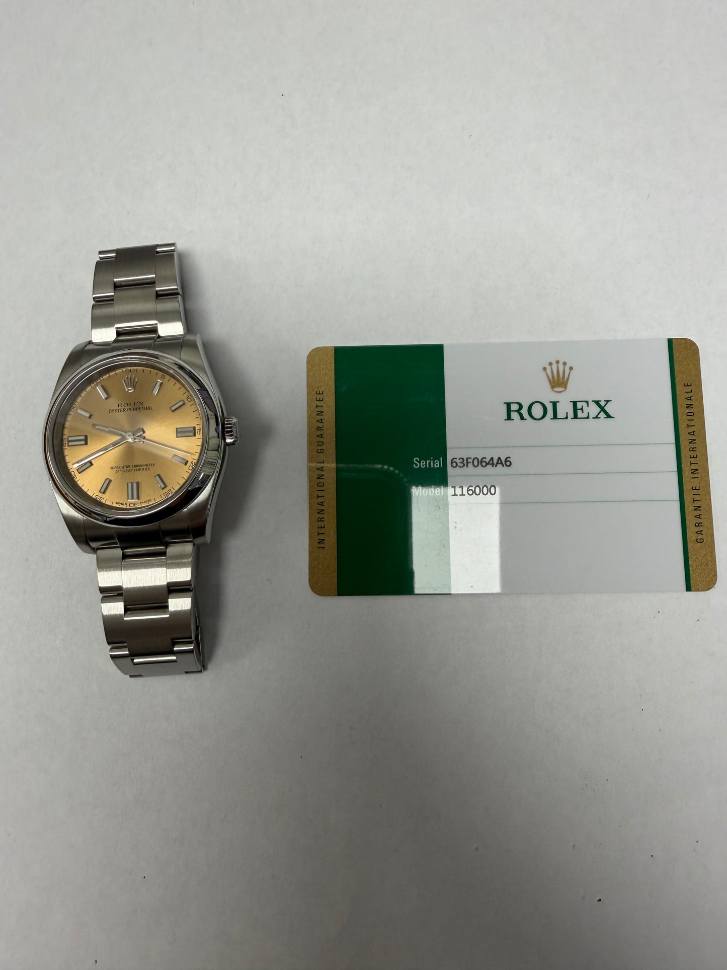 Rolex Oyster Perpetual White Grape Dial on Oyster Ref. 116000 Card 2020 — view 5