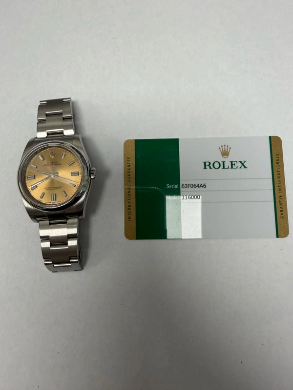 Rolex Oyster Perpetual White Grape Dial on Oyster Ref 116000 with New Style Card White 2020