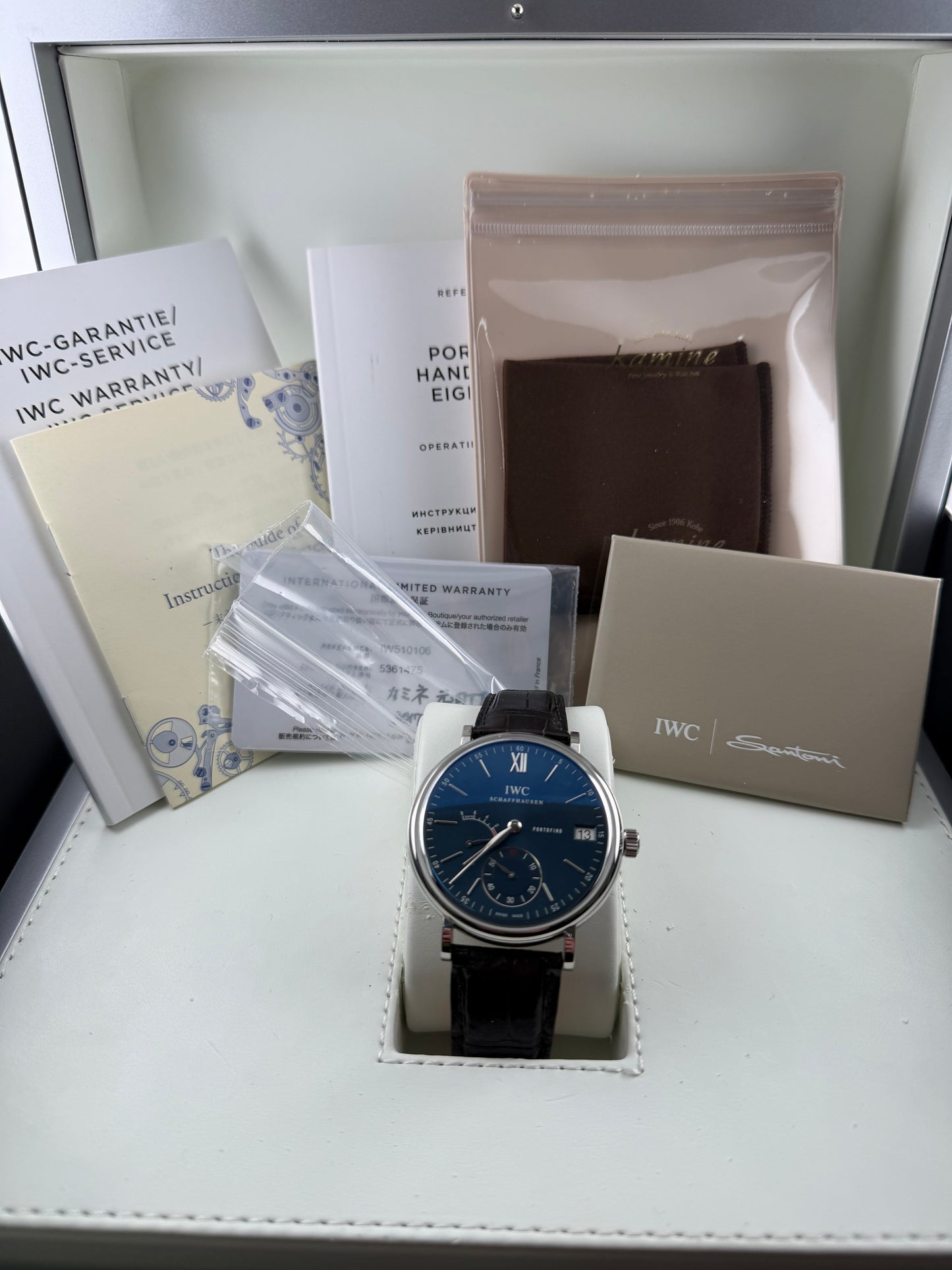 Iwc Portofino Hand-Wound Eight Days Blue Dial on Leather Strap Ref. IW510106 Card 2017 — view 5