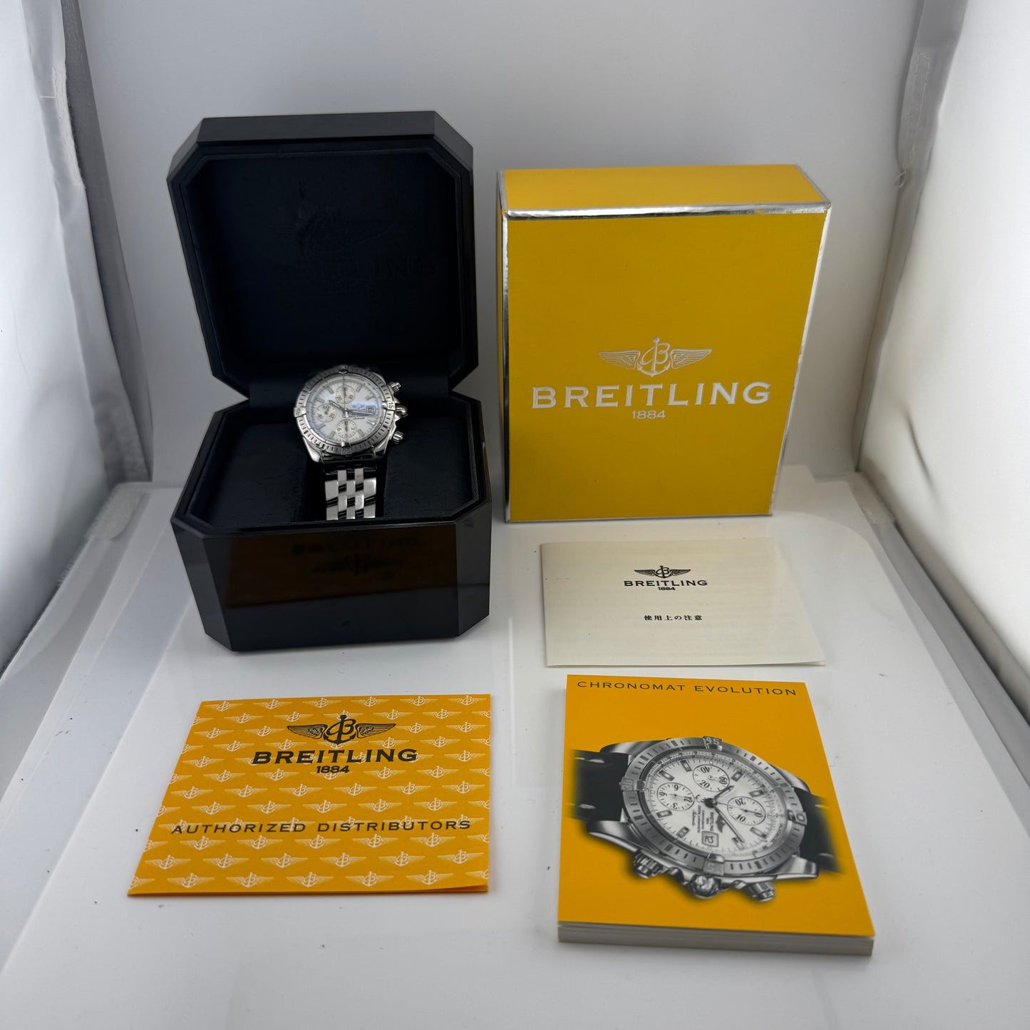 Breitling Chronomat Evolution White M.O.P. Dial on Stainless Steel Bracelet Ref. A13356 Manuals Only — view 6