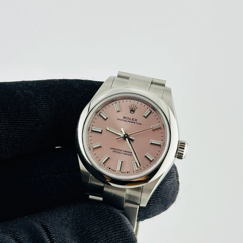 Rolex Oyster Perpetual Pink Dial on Oyster Ref 276200 with New Style Card Green 2024