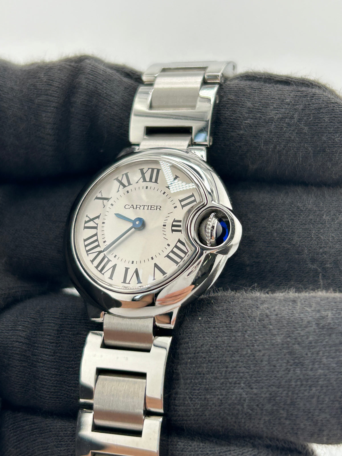 Cartier Ballon Bleu Silvered Opaline Dial on Stainless Steel Bracelet Ref. W69010Z4 — view 3