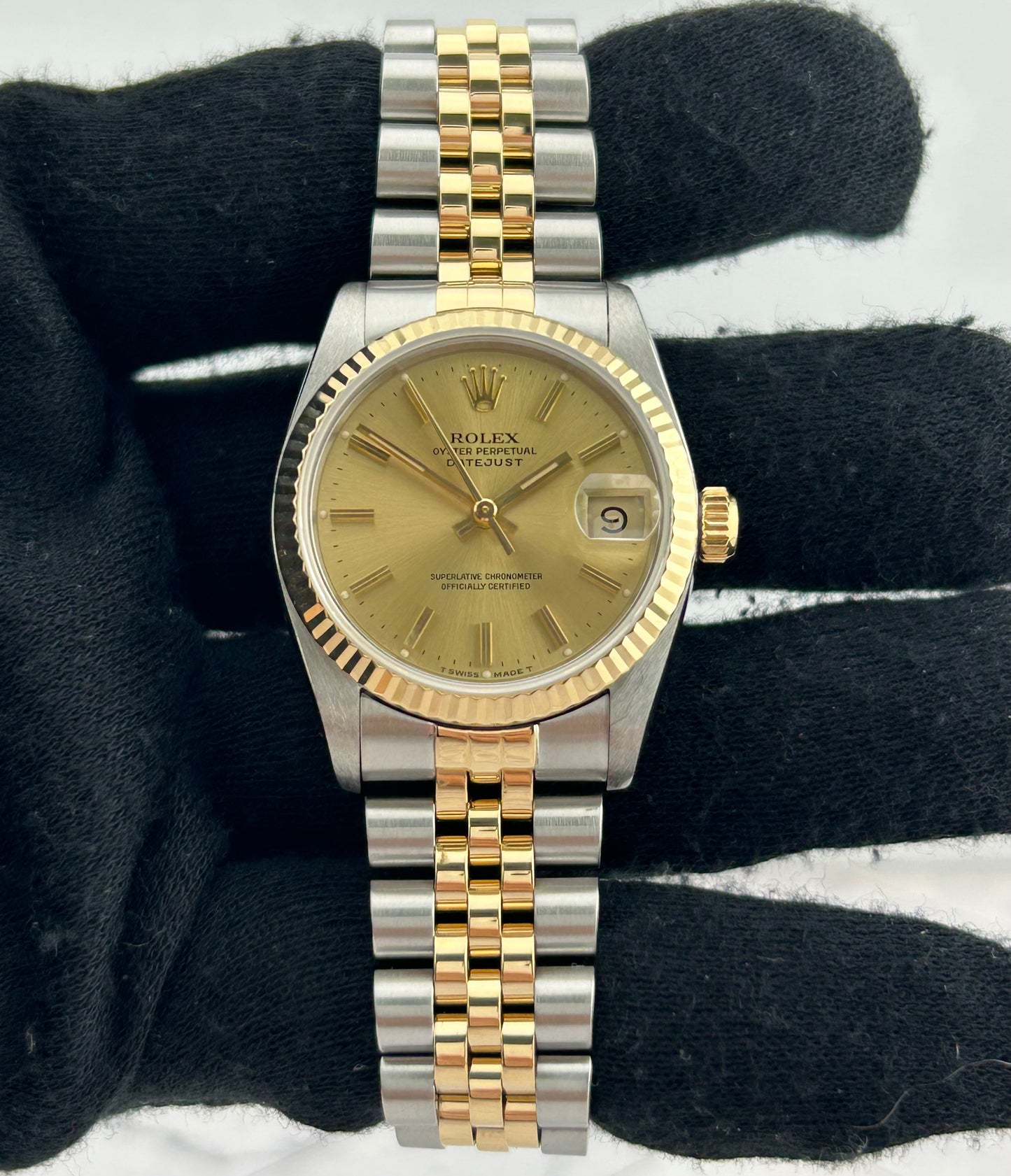 Rolex Datejust Champagne Stick Dial on D Link Jubilee Ref. 68273 — view 2