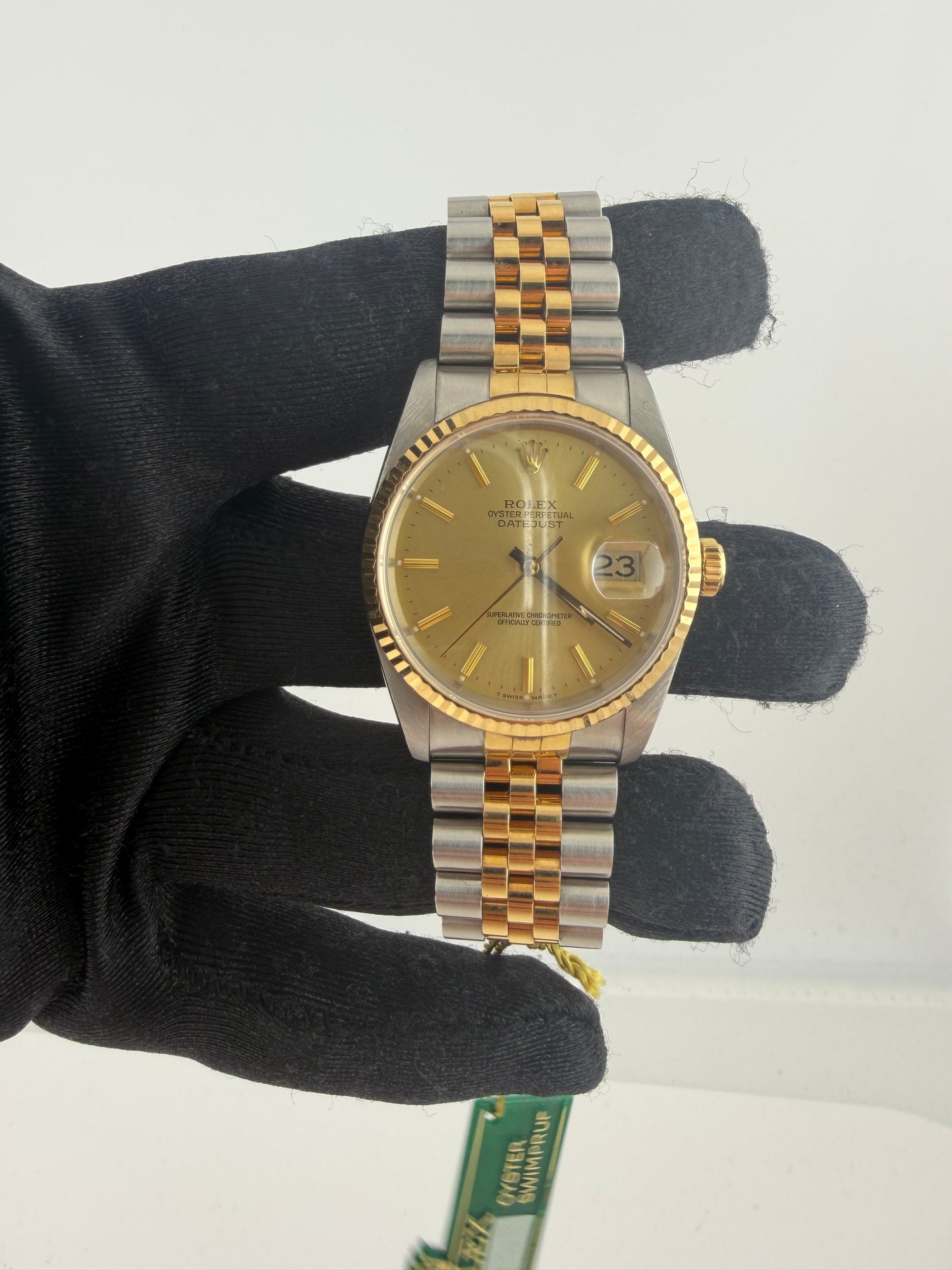 Rolex Datejust Champagne Stick Dial on Jubilee Ref. 16233 Papers 1989 — view 2