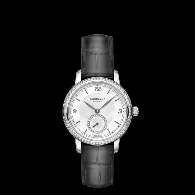 Montblanc Star Legacy Silver With Factory Diamonds Dial on Grey Leather Ref. 118534 Card Open Date