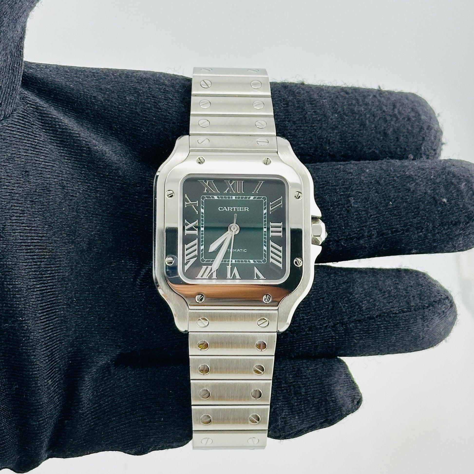 Cartier Santos de Cartier Medium Green Dial on Stainless Steel Bracelet Ref. 4075/WSSA0061 Card 2024 — view 2