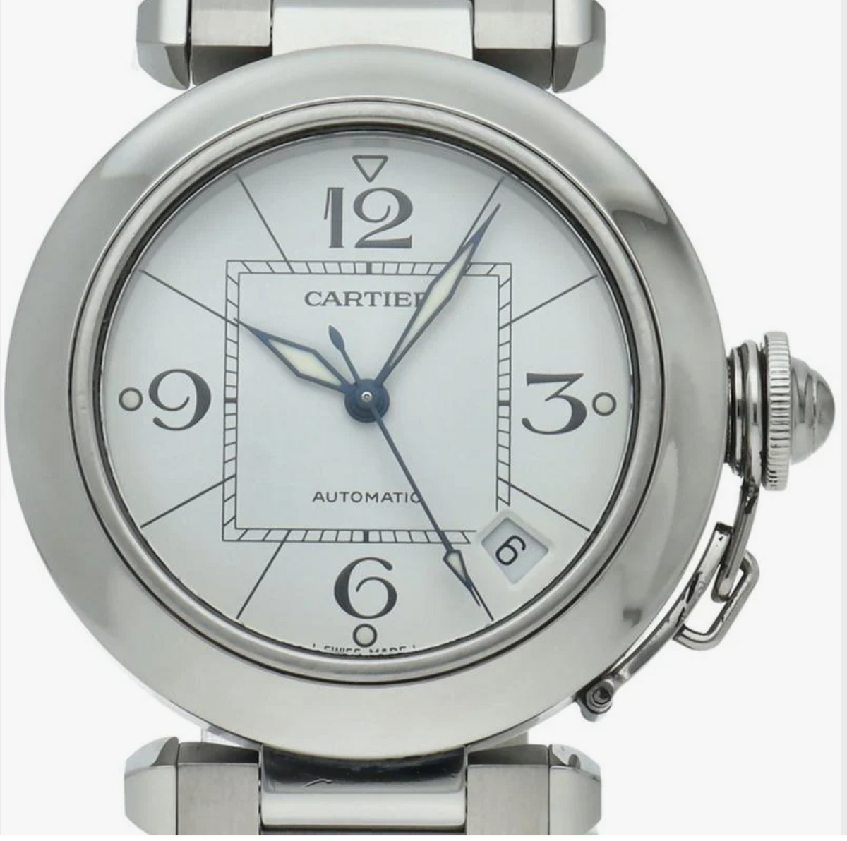 Cartier Pasha C White Dial on Stainless Steel Bracelet Ref. W31074M7