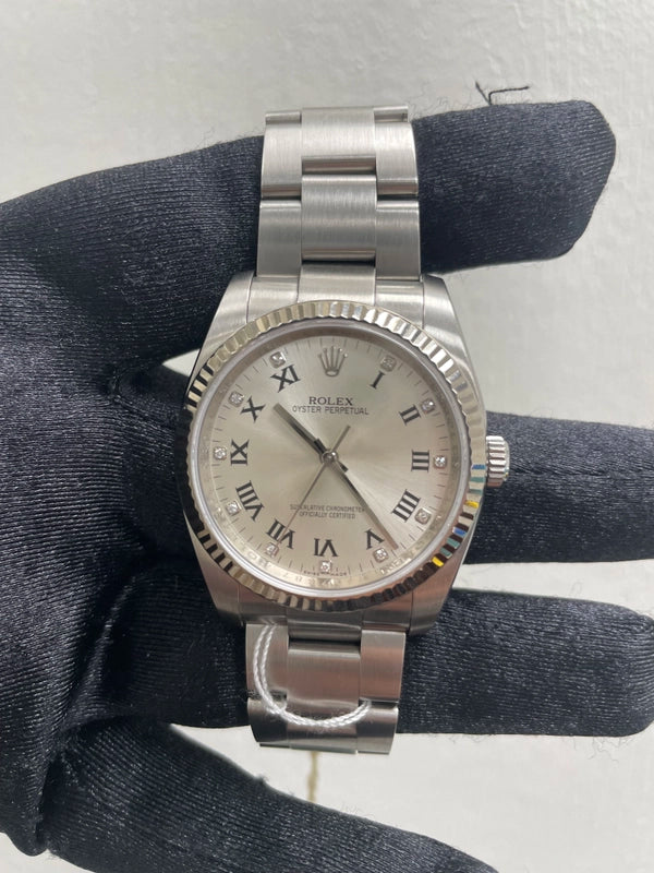 Rolex Oyster Perpetual S Ilver Dial on Oyser Ref 116034 with Card Old Green 2010