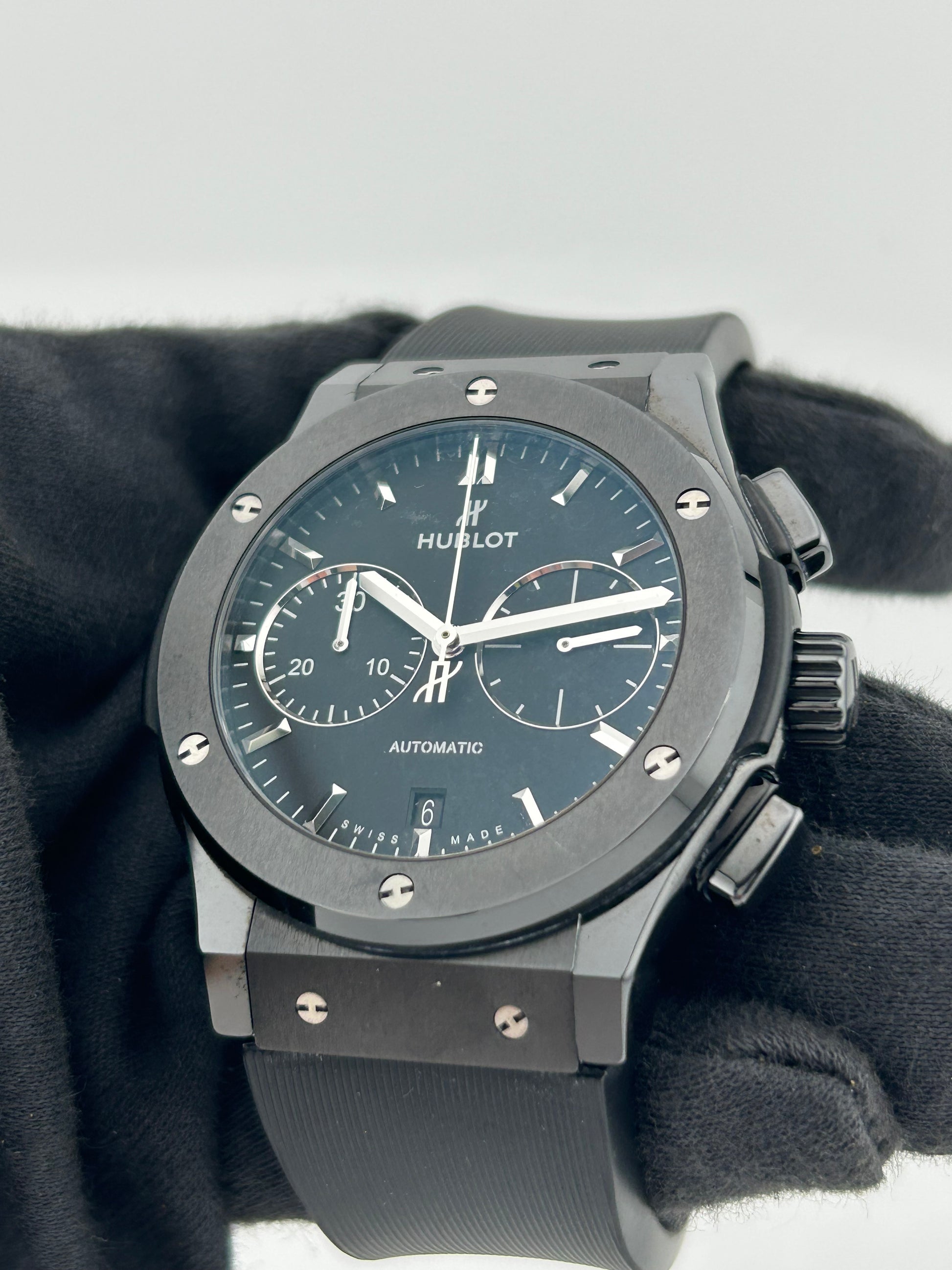 Hublot Classic Fusion Black Magic Black Dial on Rubber Fold Clasp Ref. 521.CM.1171.RX Manuals Only and Box — view 3