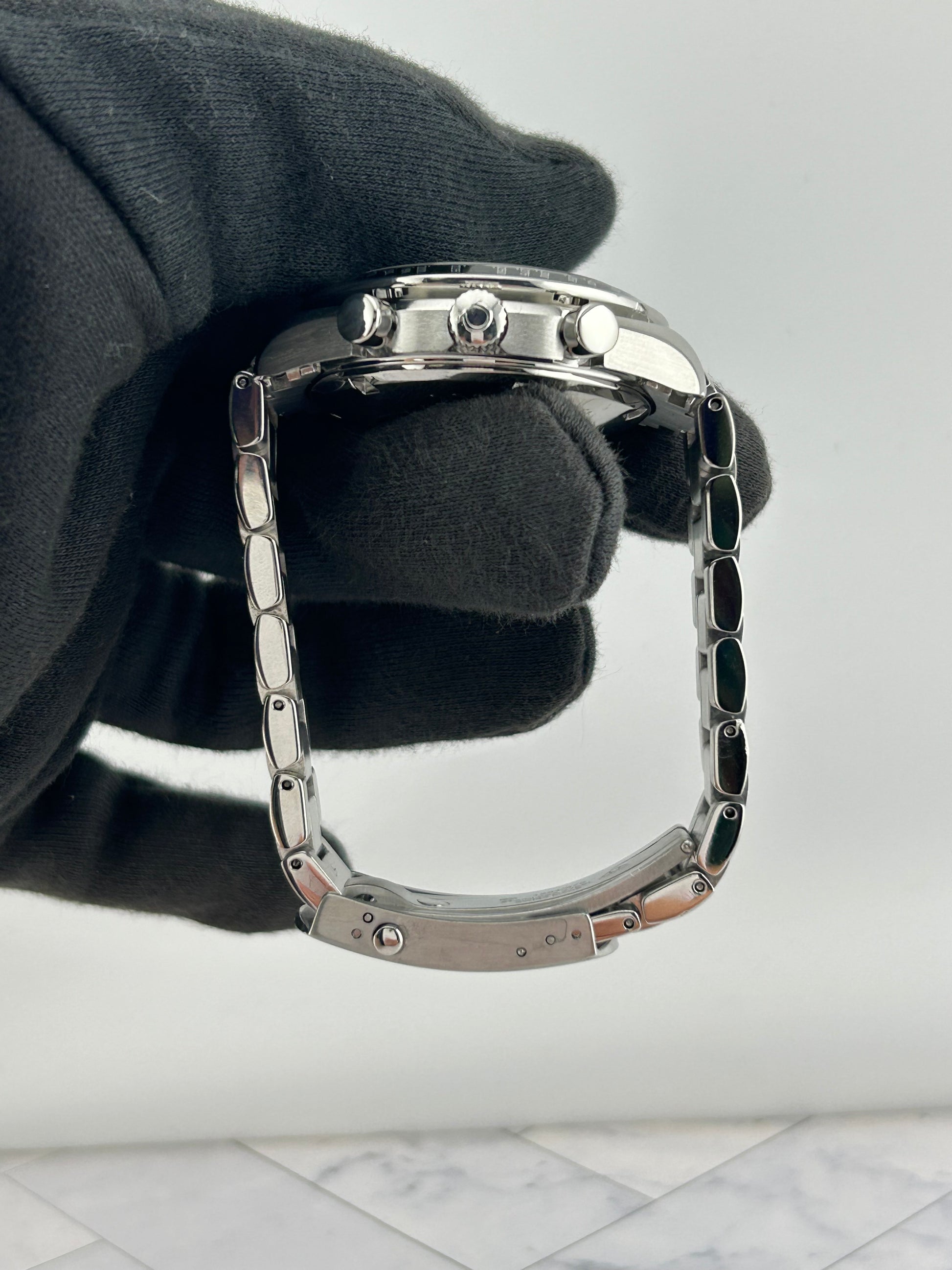 Omega Speed Master Black Dial on Stainless Steel Bracelet Ref. 3210.50 Card Open Date — view 5