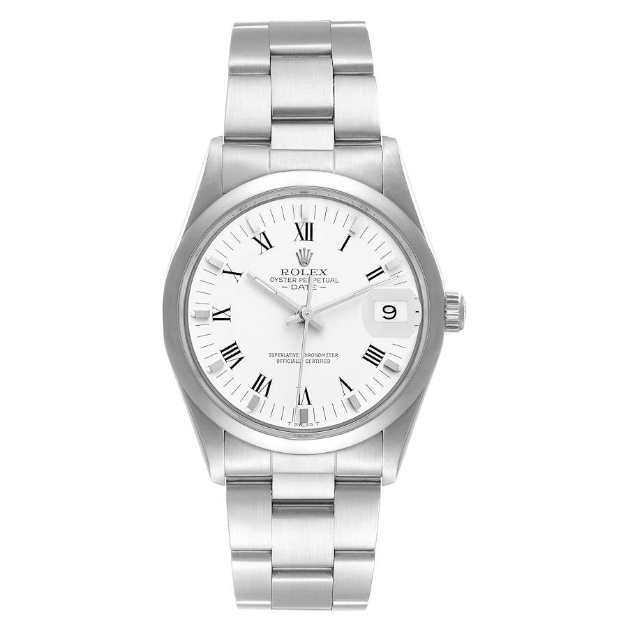Rolex Oyster Perpetual Date White Roman Dial on Oyster Bracelet Ref. 15000 1982
