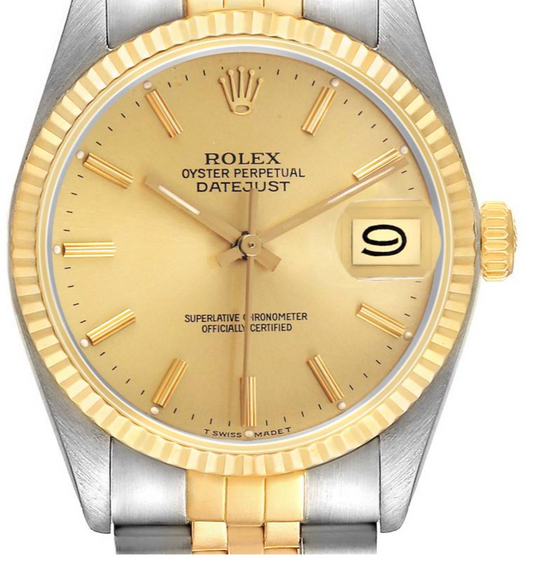 Rolex Datejust Champagne Stick Dial on D Link Jubilee Bracelet Ref. 16013 1986