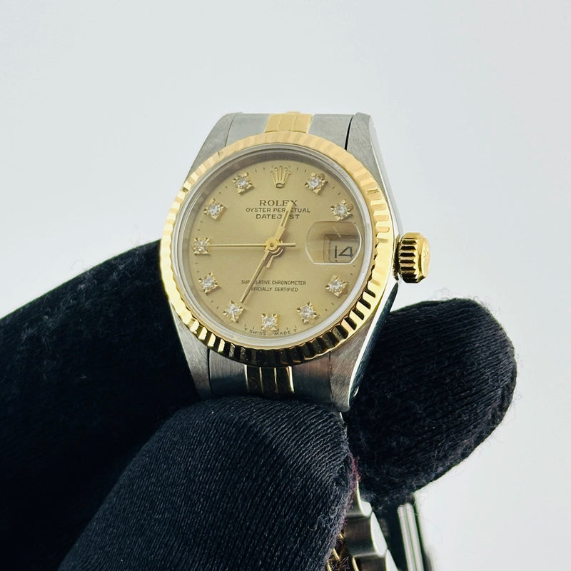 Rolex Datejust Lady Champagne Diamond Factory Dial on D Link Jubilee Ref 69173