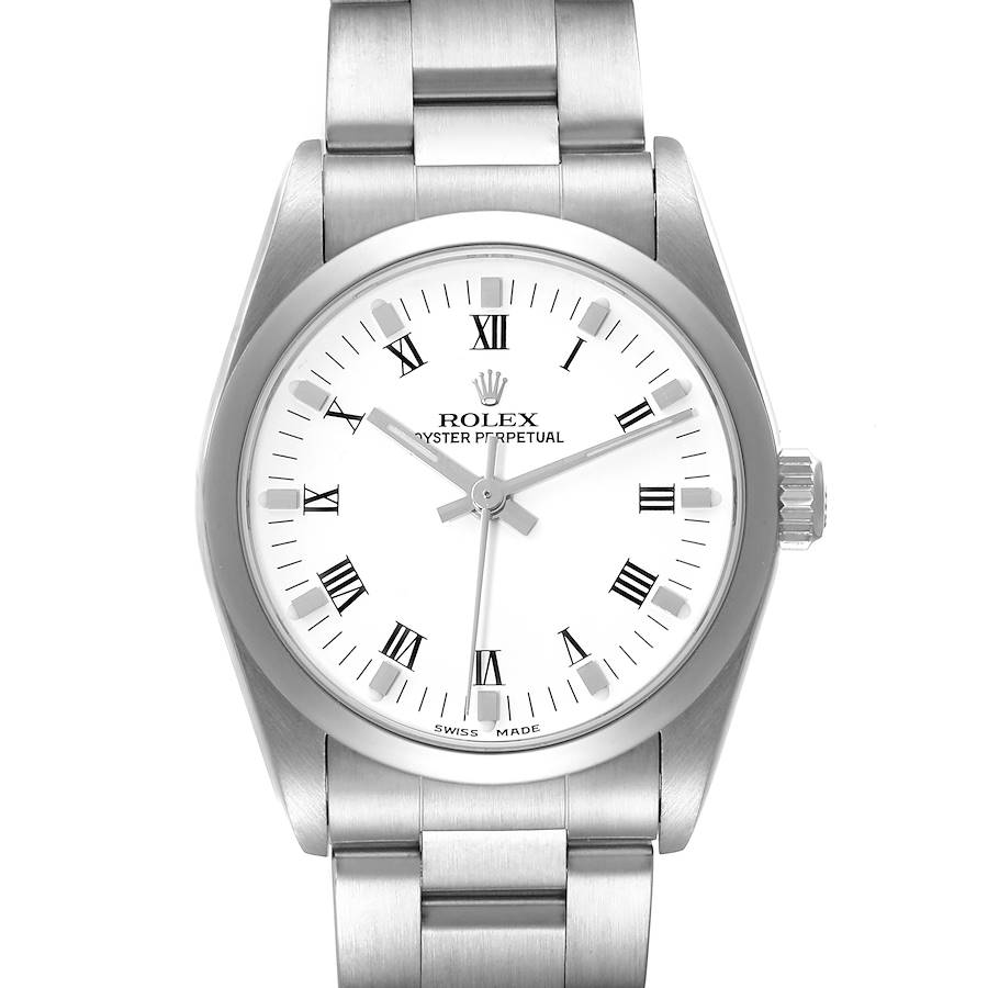 Rolex Oyster Perpetual White Roman Dial on Oyster Bracelet Ref. 67480 Papers 1997