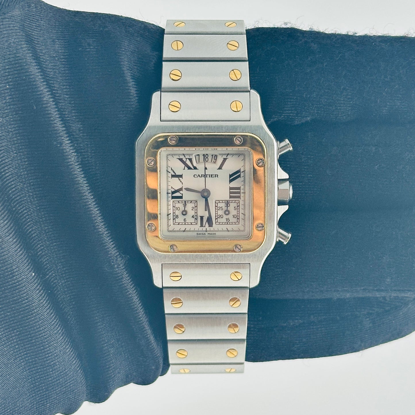 Cartier Santos Chronoflex White Roman Dial on 2 Tone Bracelet Ref. 2425 — view 2