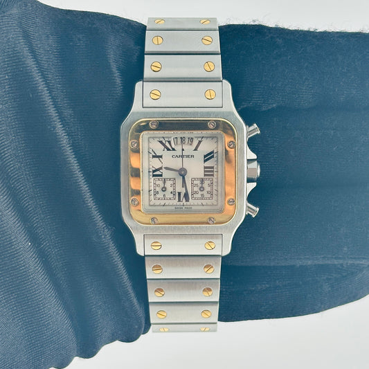 Cartier Santos Chronoflex White Roman Dial on 2 Tone Bracelet Ref. 2425 — view 2
